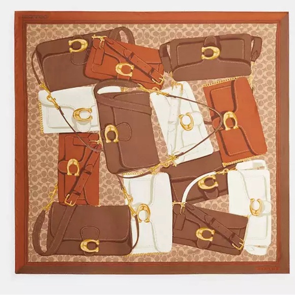 Coach Tabby Bag Print Silk Square Scarf NWT - Picture 3 of 3